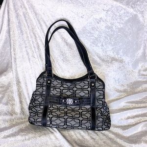 Gray and black tote
